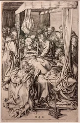 Gravure sur papier. La Mort de la Vierge. Martin Schongauer. Ca 1470-1491