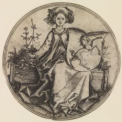 Dame Assise Tenant un Bouclier avec une Licorne, vers 1435-1491