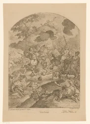 Scène de bataille avec apparition du Christ
