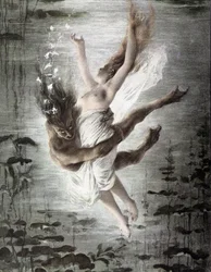 Monstre marin enlevant une jeune femme (détail), "Allégories", Martin Gerlach, c. 1900
