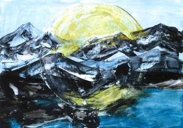 Lac de montagne au clair de lune