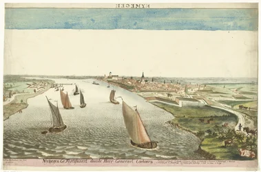 Vue des fortifications de Nimègue sur la Waal