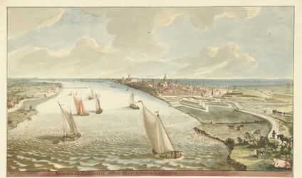 Vue des fortifications de Nimègue sur la Waal
