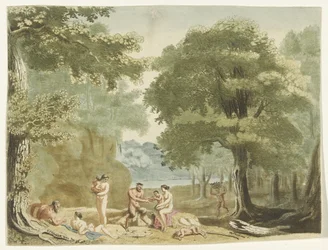 Nymphes et satyres dans un paysage