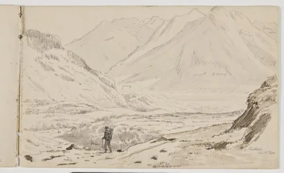Paysage de montagne avec randonneur