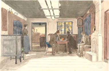 Une maison paysanne à Samsø avec une femme et trois hommes
