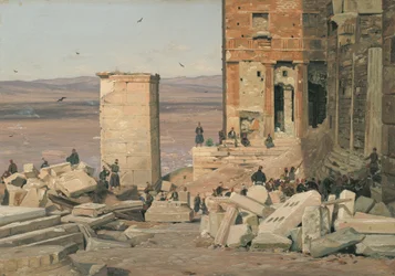 Grecs travaillant dans les ruines de l