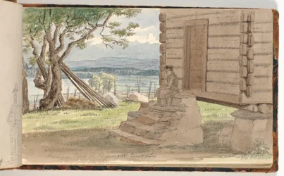 Paysage avec chalet de montagne