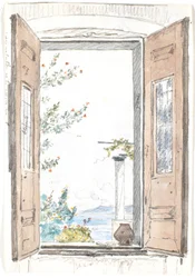 Vue à travers une fenêtre à Procida