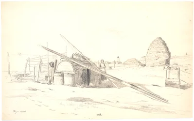 Cabane de pêcheur à Skagen Østerby, avec le phare blanc en arrière-plan