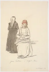 Vieille femme assise et une debout