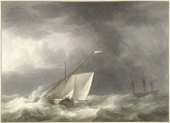 Deux voiliers sur une mer agitée