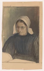 Femme lisant en costume traditionnel de Gooi