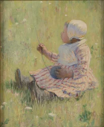 Fille jouant avec une pelote de laine, vers 1875