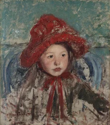 Petite fille au grand chapeau rouge