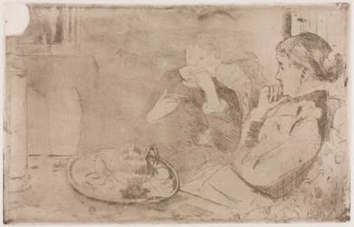 Lydia et sa mère au thé, vers 1880