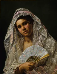 Danseuse espagnole portant une mantille en dentelle, 1873
