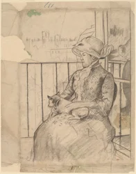 Susan sur un balcon tenant un chien [recto], vers 1883
