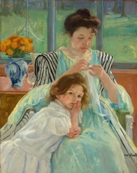 Jeune mère cousant, 1900