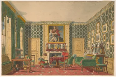 Dessin, un intérieur, 1837-40