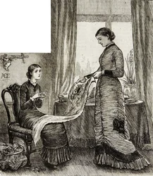 Jeune femme admirant la broderie de son amie