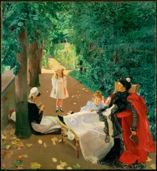 Visite dans le parc (peinture sur toile)