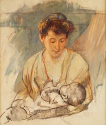Mère Rose regardant son bébé endormi, c.1900