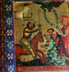 Peinture montrant le martyre de Saint Pierre et Saint Paul, 14e siècle