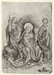 Madone et enfant dans un jardin entre Sainte-Barbe et Sainte-Dorothée