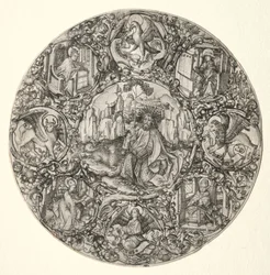 Saint Jean-Baptiste entouré des évangélistes et des quatre pères de l