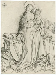 Madonna avec un ange donnant des roses