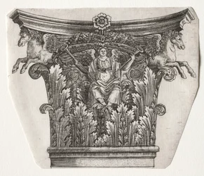 Base et chapiteau avec figure de la Renommée et chevaux ailés chapiteau, vers 1525-1550
