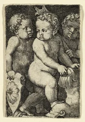 Trois putti avec armure