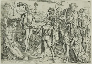 Les fils du roi tirent sur le cadavre de leur père