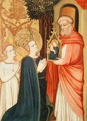 Un ermite avec une image de la Vierge Marie