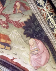 Fresque dans la chapelle de la Basilique de Santa Maria Assunta, région du Piémont, province d