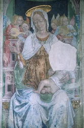 Italie, Piémont, Serralunga di Crea, Sacro Monte di Crea, Basilique de Santa Maria Assunta, chapelle, fresque