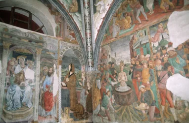 Italie, Piémont, Serralunga di Crea, Sacro Monte di Crea, Basilique de Santa Maria Assunta, chapelle, fresques