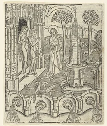 Dieu montre le Paradis à Adam et Ève