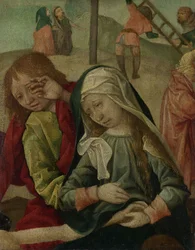 Vierge et saint Jean pleurant le corps du Christ, vers 1500 (huile sur panneau)