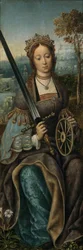 Triptyque de la Sainte Famille avec des anges musiciens. Panneau de gauche : Sainte Catherine, vers 1510-1520