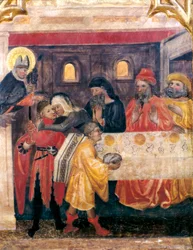 Retable de Saint Nicolas, Sainte Claire et Saint Antoine. Détail. Scène de la vie de Saint Nicolas