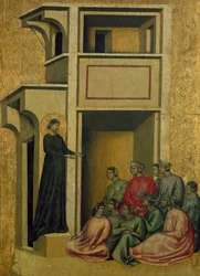 Sainte Cécile parle à un groupe de personnes, scène de Sainte Cécile et huit épisodes de sa vie