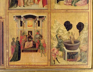 Sainte Cécile et Scènes de sa Vie (deux scènes montrant Sainte Cécile devant le préfet et le martyre de Sainte Cécile)