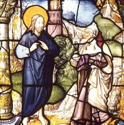 La Tentation du Christ, fenêtre, École de Cologne, première moitié du XVIe siècle (vitrail)