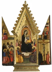 Triptyque : Vierge Marie et Enfant avec Saints, Anges et la Crucifixion