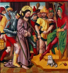 Jésus devant Hérode Antipas. Panneau du retable de la Passion du Maître à l