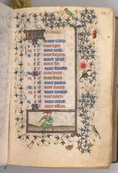 Heures de Charles le Noble, roi de Navarre 1361-1425 : fol. 10r, Octobre, c. 1405