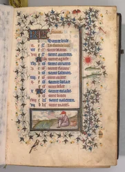 Heures de Charles le Noble, roi de Navarre 1361-1425 : fol. 2r, février, vers 1405