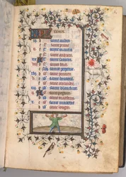 Heures de Charles le Noble, roi de Navarre 1361-1425 : fol. 3r, mars, vers 1405